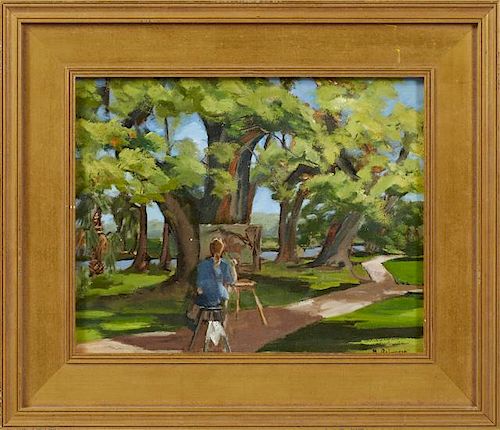 Monique Robinson, "Painting Class in City Park," 2