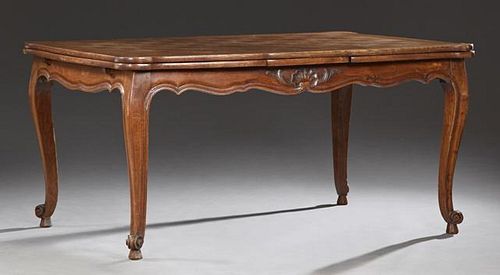 French Louis XV Style Carved Oak Draw Leaf Dining