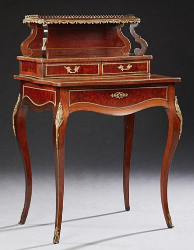 French Louis XV Style Ormolu Mounted Carved Walnut