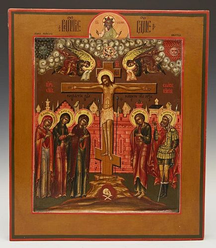 Russian Icon of the Crucifixion, 19th c., tempera