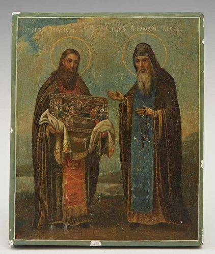 Russian Icon of St. Feodosi and St. Anthony Holdin
