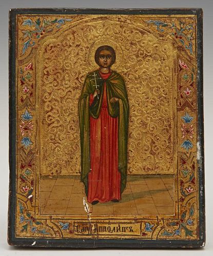 Diminutive Russian Icon of a St. Paraskevi Holding