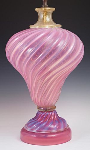 Murano Venetian Glass Table Lamp, 20th c., the gil
