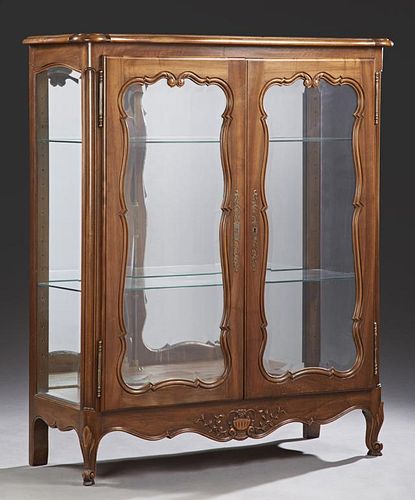 Louis XV Style Carved Walnut Display Cabinet, 20th