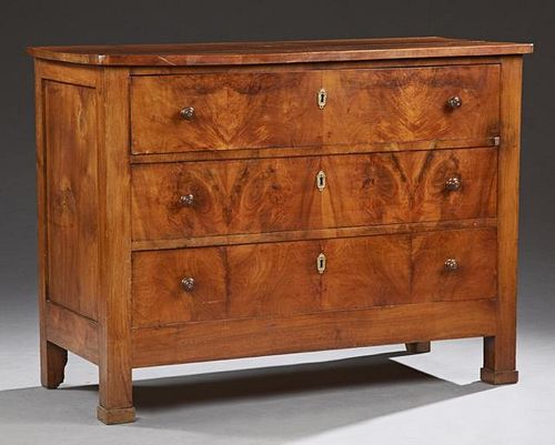 French Carved Walnut Commode, 19th c., the rounded