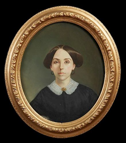American School, "Portrait of a Lady with a Gold B