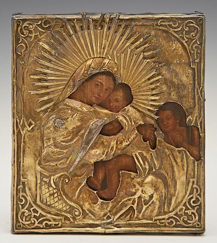 Russian Icon of the Virgin and Child, 19th c., fla