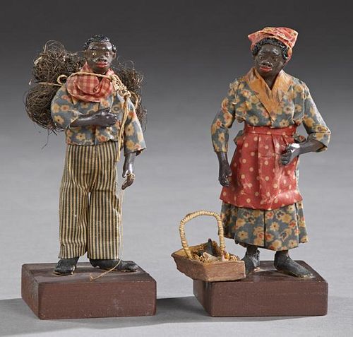 Pair of Vargas Figures, early 20th c., of a chicke