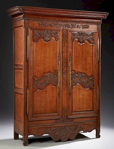 Exceptional Louis XV Style Carved Oak Wedding Armo