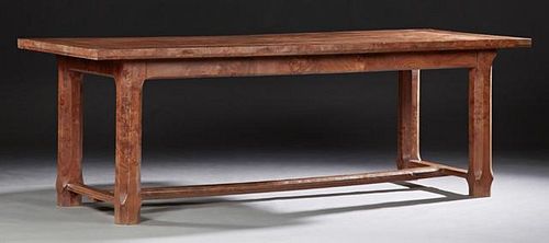 French Carved Elm Farmhouse Table, 19th c., the th