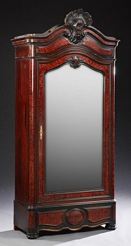 French Carved Walnut Bonnetiere, c. 1880, the arch