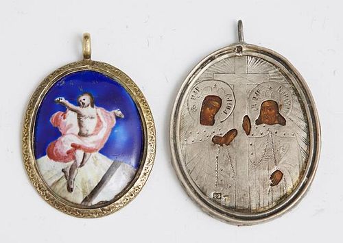 Two Russian Silver Pendants, late 19th c. , one an