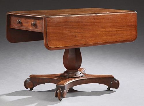 American Carved Walnut Drop Leaf Dining Table, the