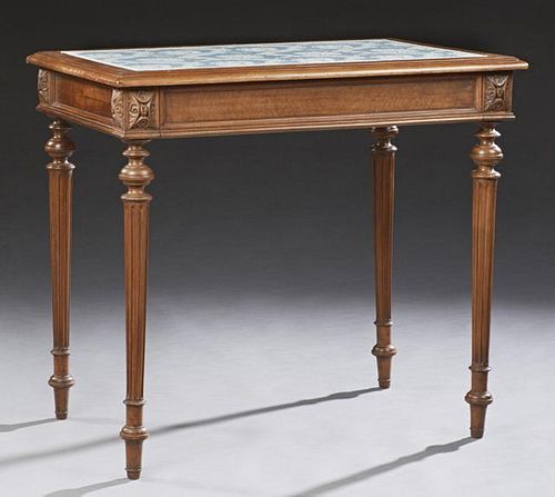 French Carved Walnut Louis XVI Style Writing Table