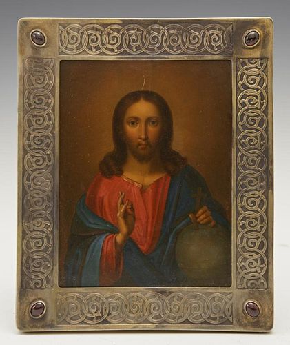 Russian Icon of Christ Pantocrator, 19th c., egg t