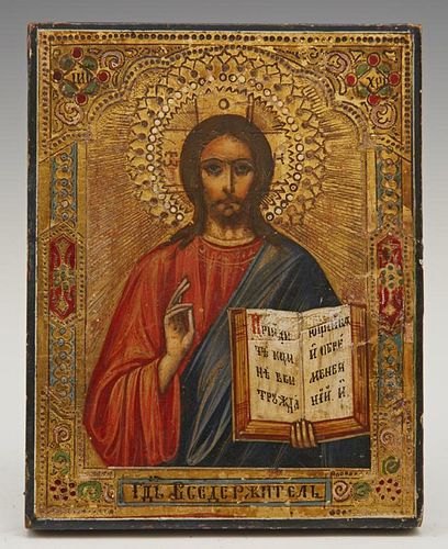 Diminutive Russian Icon of Christ Pantocrator, ear