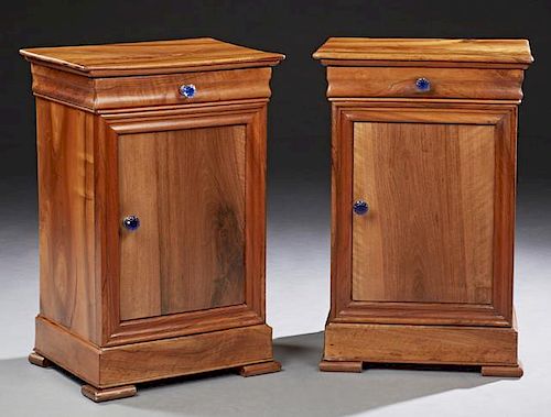 Pair of French Louis Philippe Carved Walnut Nights