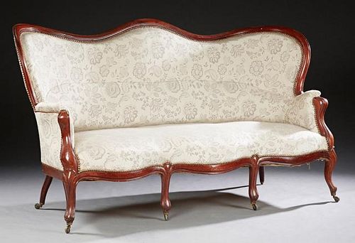 French Louis Philippe Carved Mahogany Settee, c. 1