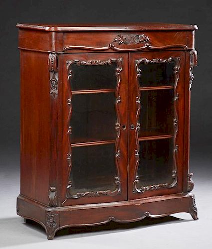 French Carved Mahogany Parlor Cabinet, c. 1870, th