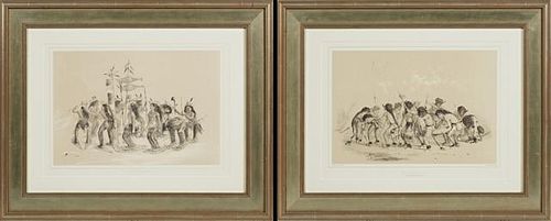 George Catlin (1796-1872), "Buffalo Dance" and "Sn