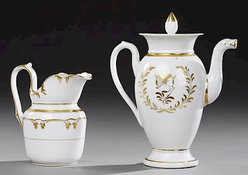 Two Pieces of Old Paris Porcelain, 19th c., with g