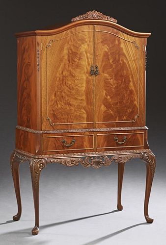 English Carved Mahogany Cocktail Cabinet, 20th c.,