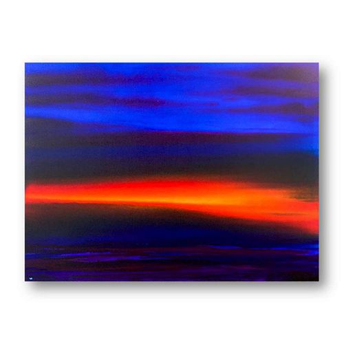 Wyland, "Sunset Sea 10" Hand Signed Original Painting on Canvas with Letter of Authenticity.