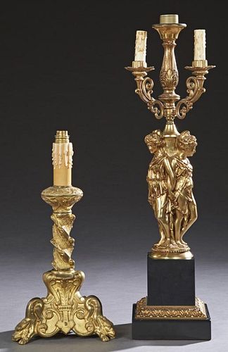 Two French Lamps, 20th c., consisting of a gilt br