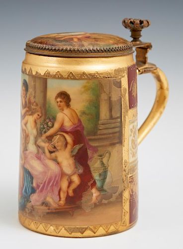 Royal Vienna Style Hand Painted Covered Stein, 19t