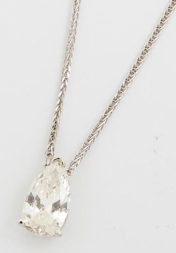 14K White Gold Pendant, with a 1.08 carat pear-sha