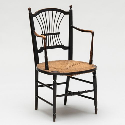 William Morris Stained Beechwood and Caned 'Rossetti'  Armchair 