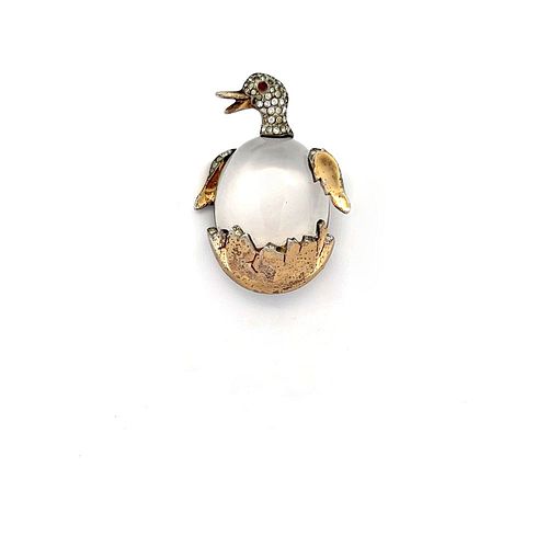 Rare Trifari Sterling Jelly Belly Baby Chick Pin