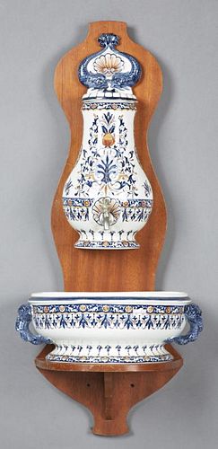 Diminutive French Ceramic Lavabo, 20th c., by Gien