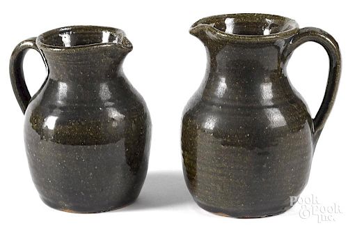 John Meaders, two stoneware pitchers, 6'' h. and 6 3/4'' h.