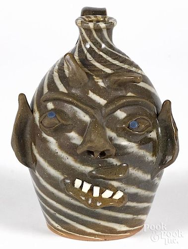 Charles Lisk, stoneware face jug, 8 1/2'' h.