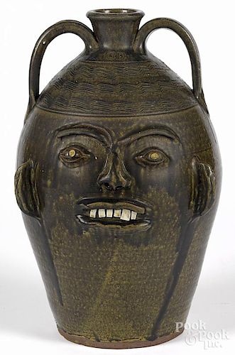 Charles Lisk, large stoneware face jug, 18 1/2'' h.