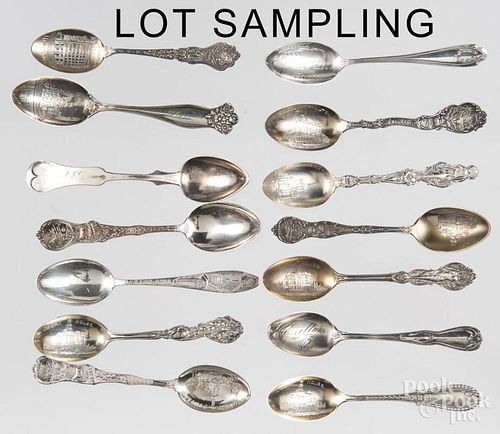Sterling silver souvenir spoons, 15.6 ozt.