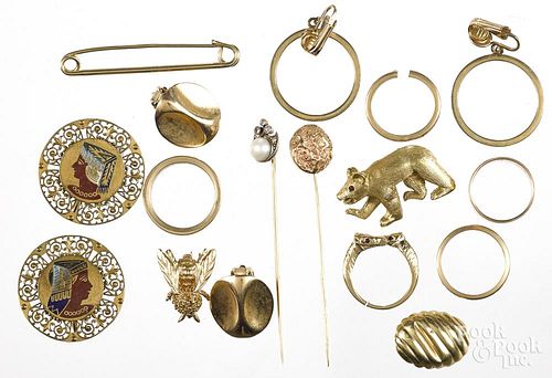 Assorted gold and gold-filled jewelry.