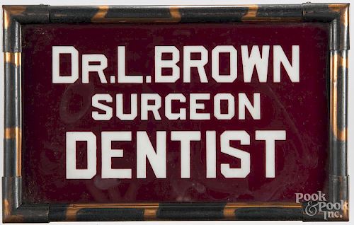 Surgeon Dentist sign, early 20th c., 7'' x 11''.