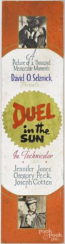 Movie theatre carboard advertising poster for Duel in the Sun, 1954, starring Gregory Peck