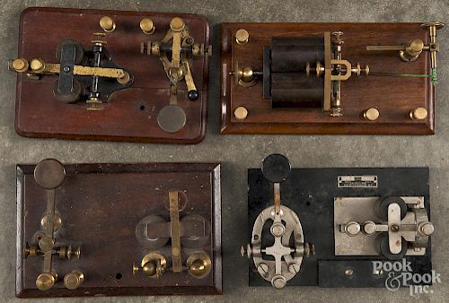 Telegraph keys, 19th/20th c., together with a loom type machine.