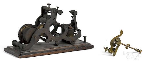 Knox and Shain, Philadelphia brass clockwork telegraph register, 19th c., 7 1/2'' h.