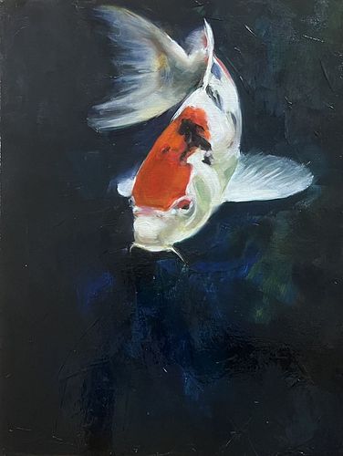 LI VOLK, Koi Fish, oil on canvas