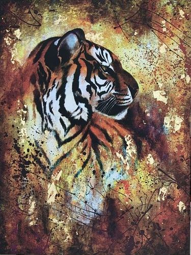 KAIA EMERALD, Tiger, mixed media on canvas