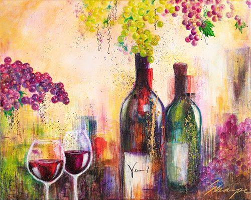 SUSIE SHARPE, For Wine Lovers, mixed media on canvas
