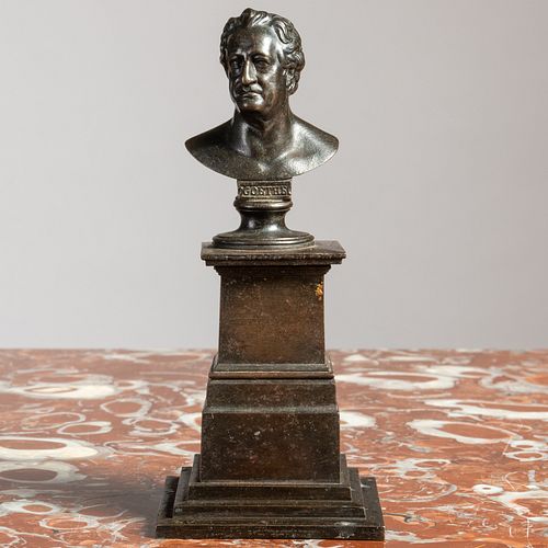 Small German Patinated-Metal Bust of Goethe, Berlin Ironwork