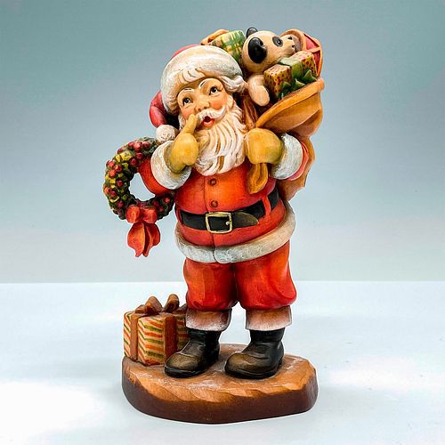 Anri Italy Wood Carved Figurine, Jolly Santa