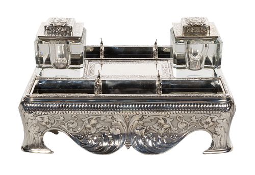 Sterling Silver Inkwell and Pen Stand