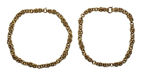 18k Yellow Gold Double Link Chain Necklaces