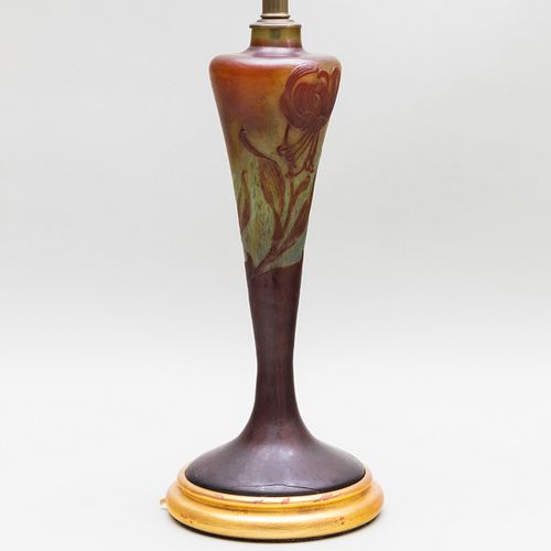 Galle Cameo Glass Vase Mounted as a Lamp